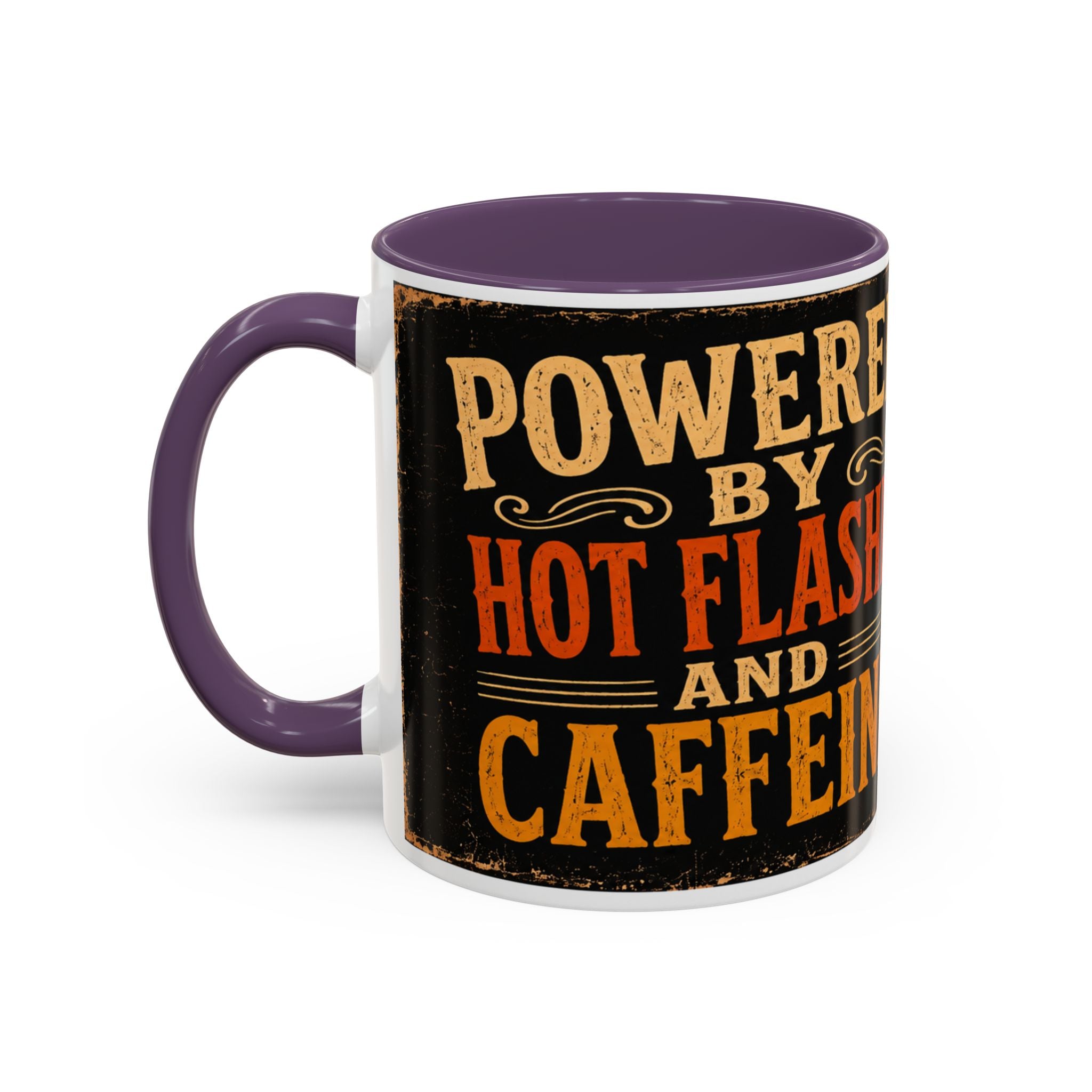Powered By Hot Flashes and Caffeine Mug | Funny Menopause Coffee Mug | Vintage Retro Gift for Women