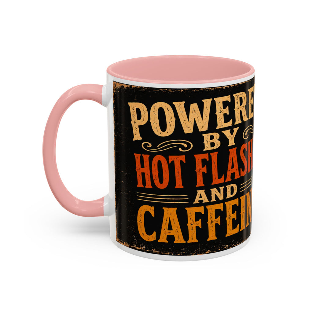 Powered By Hot Flashes and Caffeine Mug | Funny Menopause Coffee Mug | Vintage Retro Gift for Women