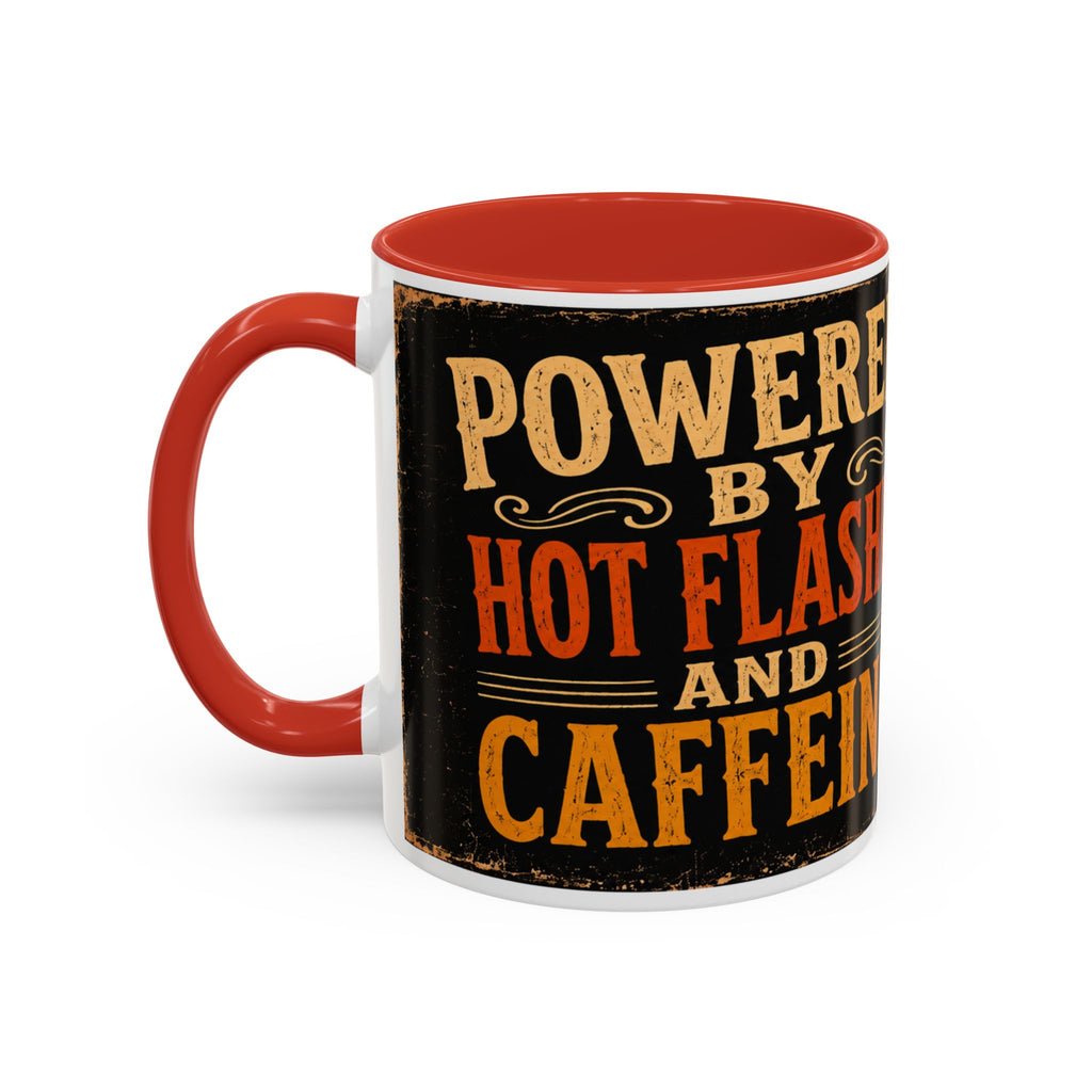 Powered By Hot Flashes and Caffeine Mug | Funny Menopause Coffee Mug | Vintage Retro Gift for Women